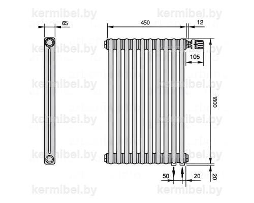 Трубчатый дизайн-радиатор производства ARBONIA (Германия) модель 2180/10/69 с нижней подводкой