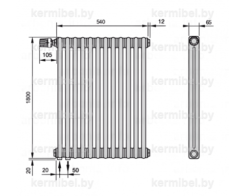 Трубчатый дизайн-радиатор производства ARBONIA (Германия) модель 2180/12/69 с нижней подводкой