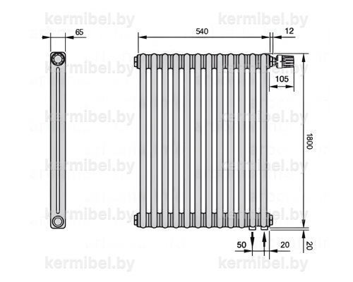 Трубчатый дизайн-радиатор производства ARBONIA (Германия) модель 2180/12/69 с нижней подводкой