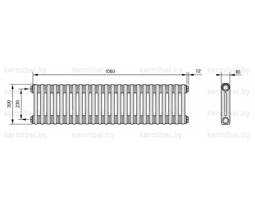 Трубчатый дизайн-радиатор производства ARBONIA (Германия) модель 2030/24/12 с боковой подводкой