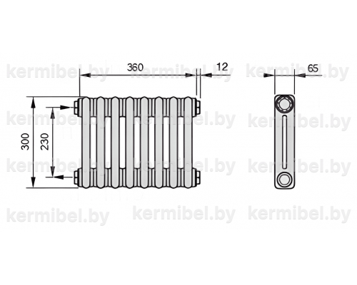 Трубчатый дизайн-радиатор производства ARBONIA (Германия) модель 2030/8/12 с боковой подводкой