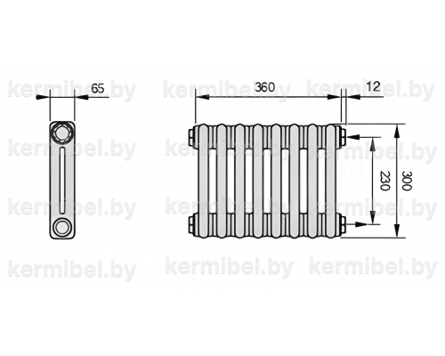 Трубчатый дизайн-радиатор производства ARBONIA (Германия) модель 2030/8/12 с боковой подводкой
