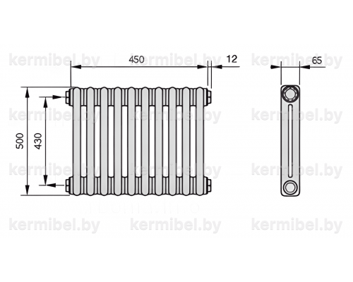 Трубчатый дизайн-радиатор производства ARBONIA (Германия), модель 2050, 10 секций, боковое подключение 12 (слева)/34 (справа)