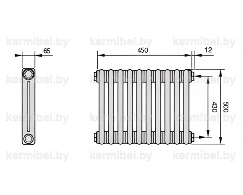 Трубчатый дизайн-радиатор производства ARBONIA (Германия), модель 2050, 10 секций, боковое подключение 12 (слева)/34 (справа)