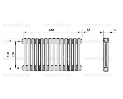 Трубчатый дизайн-радиатор производства ARBONIA (Германия), модель 2050, 14 секций, боковое подключение 12 (слева)/34 (справа)