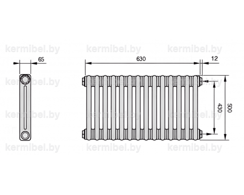Трубчатый дизайн-радиатор производства ARBONIA (Германия), модель 2050, 14 секций, боковое подключение 12 (слева)/34 (справа)