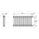 Трубчатый дизайн-радиатор производства ARBONIA (Германия), модель 2050, 14 секций, боковое подключение 12 (слева)/34 (справа)