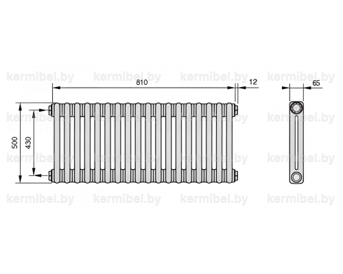 Трубчатый дизайн-радиатор производства ARBONIA (Германия), модель 2050, 18 секций, боковое подключение 12 (слева)/34 (справа)