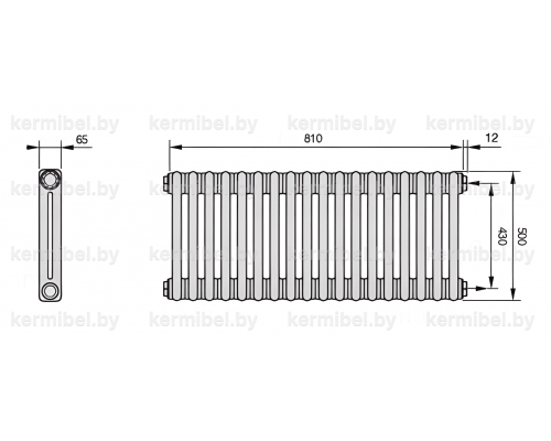 Трубчатый дизайн-радиатор производства ARBONIA (Германия), модель 2050, 18 секций, боковое подключение 12 (слева)/34 (справа)