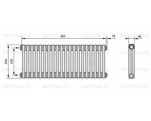 Трубчатый дизайн-радиатор производства ARBONIA (Германия), модель 2050, 20 секций, боковое подключение 12 (слева)/34 (справа)