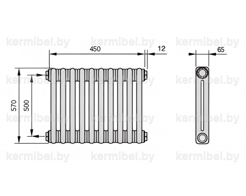 Трубчатый дизайн-радиатор производства ARBONIA (Германия) модель 2057/10/12 с боковой подводкой