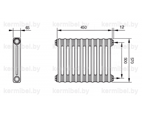 Трубчатый дизайн-радиатор производства ARBONIA (Германия) модель 2057/10/12 с боковой подводкой