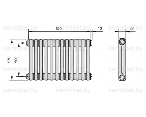 Трубчатый дизайн-радиатор производства ARBONIA (Германия) модель 2057/12/12 с боковой подводкой