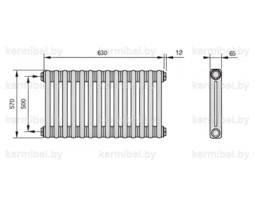 Трубчатый дизайн-радиатор производства ARBONIA (Германия) модель 2057/14/12 с боковой подводкой