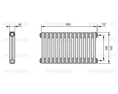 Трубчатый дизайн-радиатор производства ARBONIA (Германия) модель 2057/14/12 с боковой подводкой