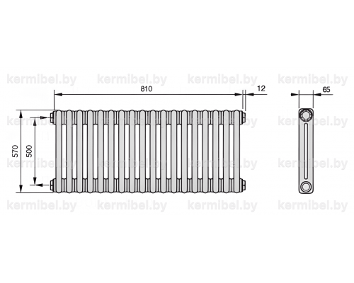 Трубчатый дизайн-радиатор производства ARBONIA (Германия) модель 2057/18/12 с боковой подводкой