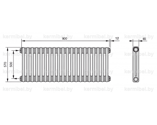 Трубчатый дизайн-радиатор производства ARBONIA (Германия) модель 2057/20/12 с боковой подводкой