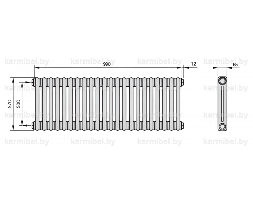 Трубчатый дизайн-радиатор производства ARBONIA (Германия) модель 2057/22/12 с боковой подводкой