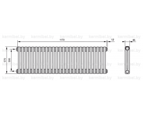 Трубчатый дизайн-радиатор производства ARBONIA (Германия) модель 2057/26/12 с боковой подводкой