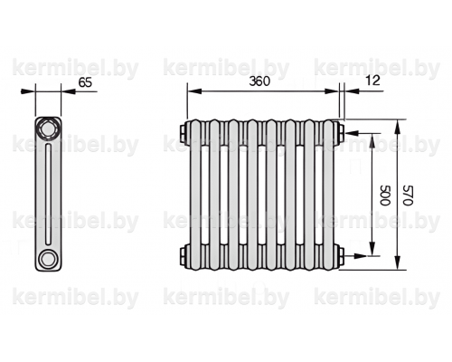 Трубчатый дизайн-радиатор производства ARBONIA (Германия) модель 2057/8/12 с боковой подводкой