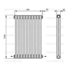 Трубчатый дизайн-радиатор производства ARBONIA (Германия), модель 2150, 10 секций, нижнее разностороннее подключение 24 (слева направо)/42 (справа налево)