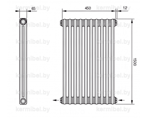 Трубчатый дизайн-радиатор производства ARBONIA (Германия), модель 2150, 10 секций, нижнее разностороннее подключение 24 (слева направо)/42 (справа налево)