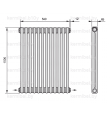 Трубчатый дизайн-радиатор производства ARBONIA (Германия), модель 2150, 12 секций, нижнее разностороннее подключение 24 (слева направо)/42 (справа налево)