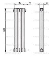 Трубчатый дизайн-радиатор производства ARBONIA (Германия), модель 2150, 4 секции, нижнее разностороннее подключение 24 (слева направо)/42 (справа налево)