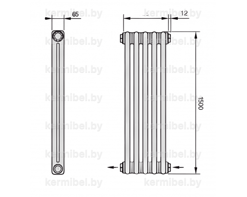 Трубчатый дизайн-радиатор производства ARBONIA (Германия), модель 2150, 5 секций, нижнее разностороннее подключение 24 (слева направо)/42 (справа налево)