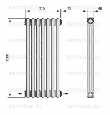 Трубчатый дизайн-радиатор производства ARBONIA (Германия), модель 2150, 7 секций, нижнее разностороннее подключение 24 (слева направо)/42 (справа налево)