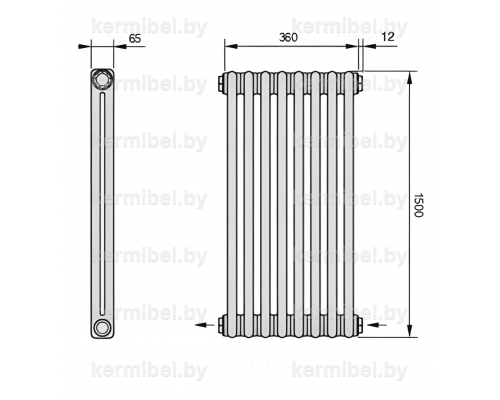 Трубчатый дизайн-радиатор производства ARBONIA (Германия), модель 2150, 8 секций, нижнее разностороннее подключение 24 (слева направо)/42 (справа налево)