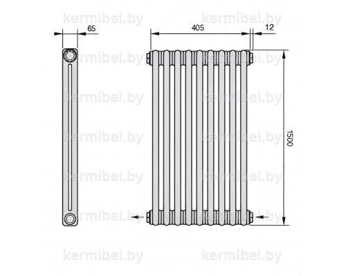 Трубчатый дизайн-радиатор производства ARBONIA (Германия), модель 2150, 9 секций, нижнее разностороннее подключение 24 (слева направо)/42 (справа налево)