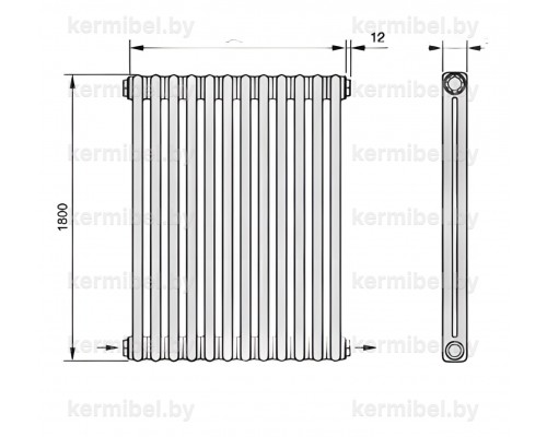Трубчатый дизайн-радиатор производства ARBONIA (Германия) модель 2180/12/42 с нижней разносторонней подводкой