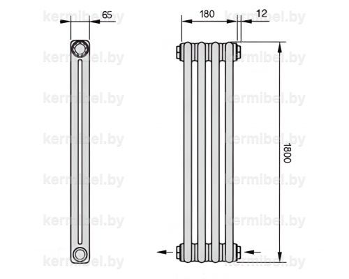 Трубчатый дизайн-радиатор производства ARBONIA (Германия) модель 2180/4/42 с нижней разносторонней подводкой