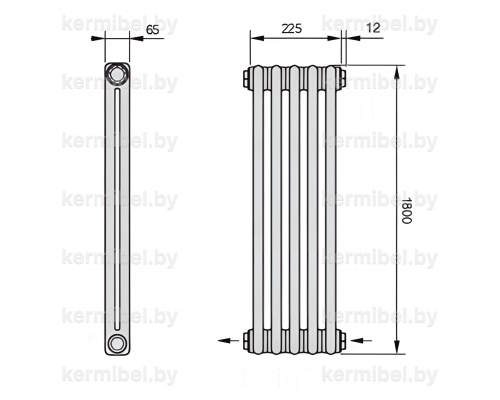 Трубчатый дизайн-радиатор производства ARBONIA (Германия) модель 2180/5/42 с нижней разносторонней подводкой