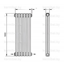 Трубчатый дизайн-радиатор производства ARBONIA (Германия) модель 2180/6/42 с нижней разносторонней подводкой