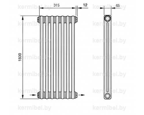 Трубчатый дизайн-радиатор производства ARBONIA (Германия) модель 2180/7/42 с нижней разносторонней подводкой