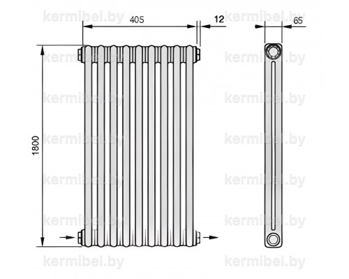 Трубчатый дизайн-радиатор производства ARBONIA (Германия) модель 2180/9/42 с нижней разносторонней подводкой