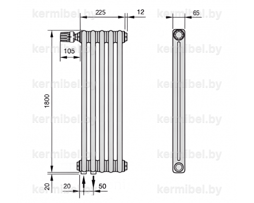 Трубчатый дизайн-радиатор производства ARBONIA (Германия) модель 2180/5/69 с нижней подводкой