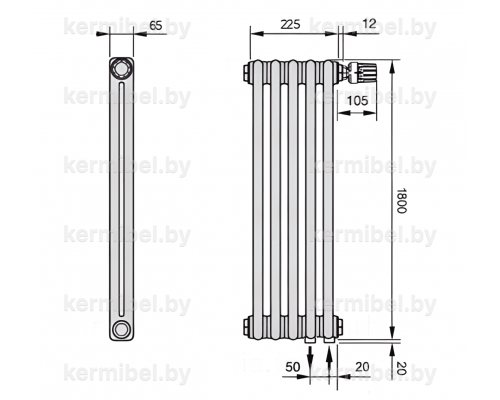 Трубчатый дизайн-радиатор производства ARBONIA (Германия) модель 2180/5/69 с нижней подводкой