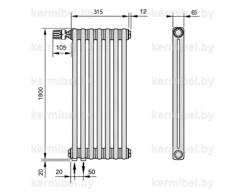 Трубчатый дизайн-радиатор производства ARBONIA (Германия) модель 2180/8/69 с нижней подводкой