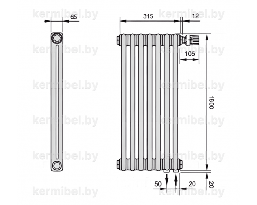 Трубчатый дизайн-радиатор производства ARBONIA (Германия) модель 2180/8/69 с нижней подводкой