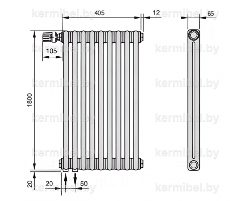 Трубчатый дизайн-радиатор производства ARBONIA (Германия) модель 2180/9/69 с нижней подводкой