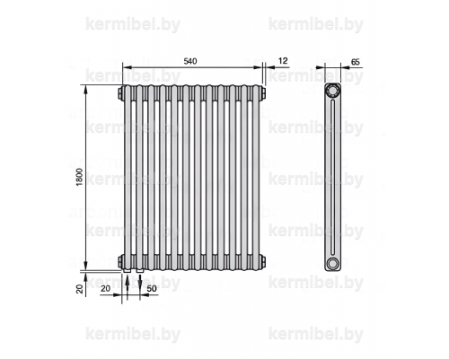 Трубчатый дизайн-радиатор производства ARBONIA (Германия) модель 2180/12/69 с нижней подводкой