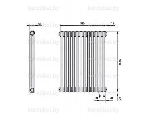 Трубчатый дизайн-радиатор производства ARBONIA (Германия) модель 2180/12/69 с нижней подводкой