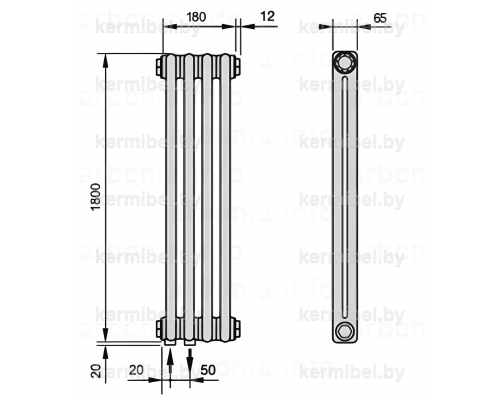 Трубчатый дизайн-радиатор производства ARBONIA (Германия) модель 2180/4/69 с нижней подводкой