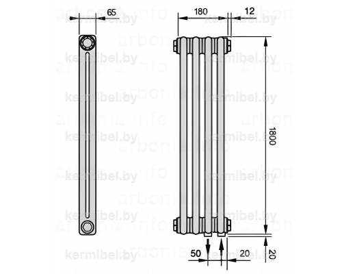 Трубчатый дизайн-радиатор производства ARBONIA (Германия) модель 2180/4/69 с нижней подводкой