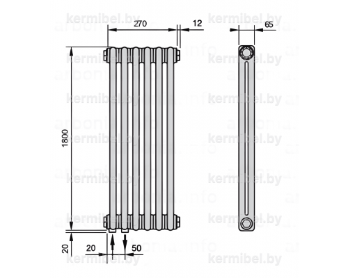 Трубчатый дизайн-радиатор производства ARBONIA (Германия) модель 2180/6/69 с нижней подводкой