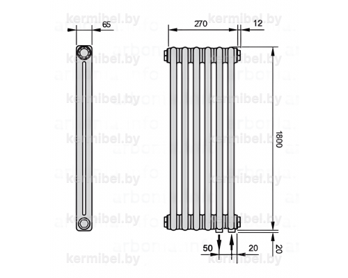 Трубчатый дизайн-радиатор производства ARBONIA (Германия) модель 2180/6/69 с нижней подводкой