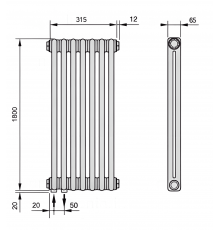 Трубчатый дизайн-радиатор производства ARBONIA (Германия) модель 2180/7/69 с нижней подводкой